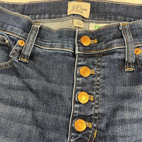 J. Crew 9” Billie Demi Boot Crop Dark Wash Fray Hem Button Fly 26 Inseam Size 28 - Picture 6 of 16